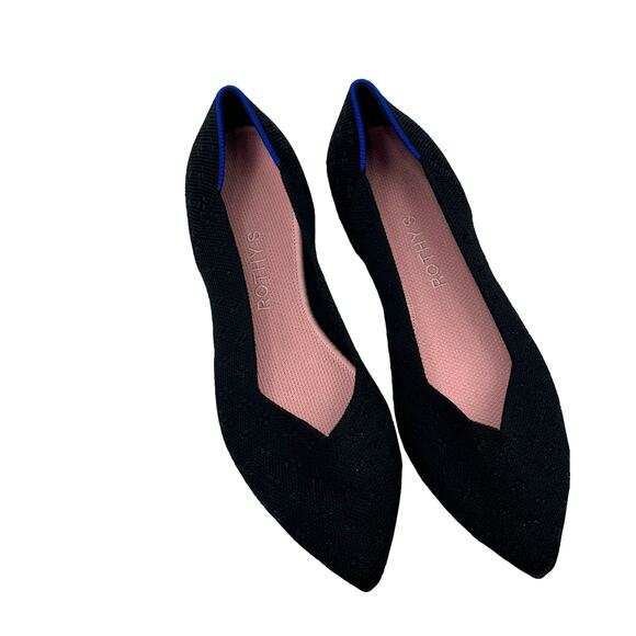 Rothy’s The Point Toe Ballet Flat Slip-On Soft Fabric in Black Size W9.5 NWOT - Picture 2 of 7